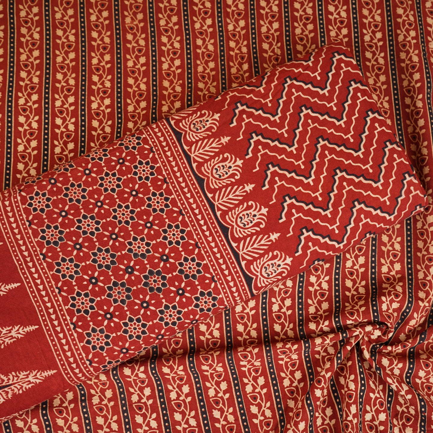 Red Ajrakh Print Cotton Fabric CH-29782