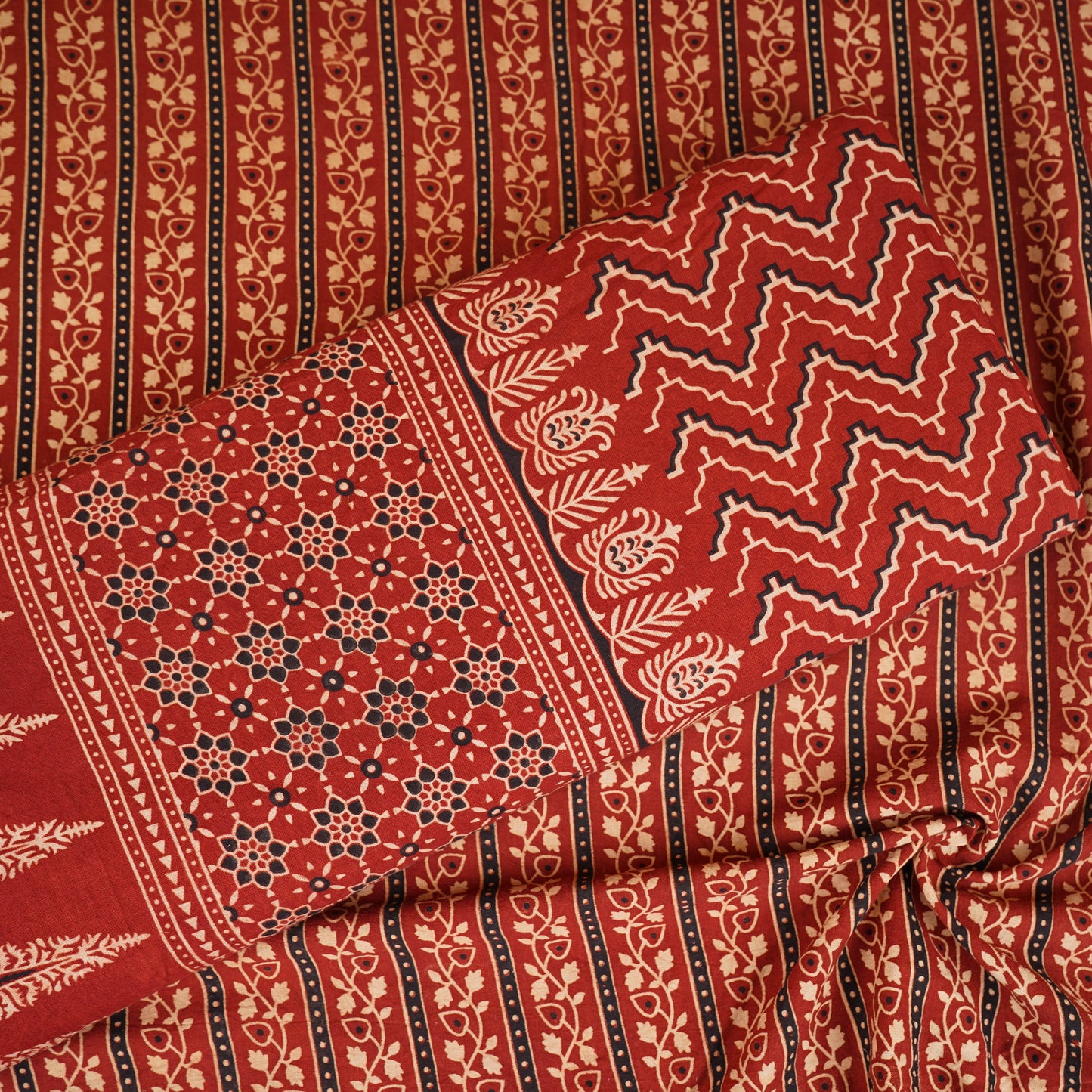 Red Ajrakh Print Cotton Fabric CH-29781