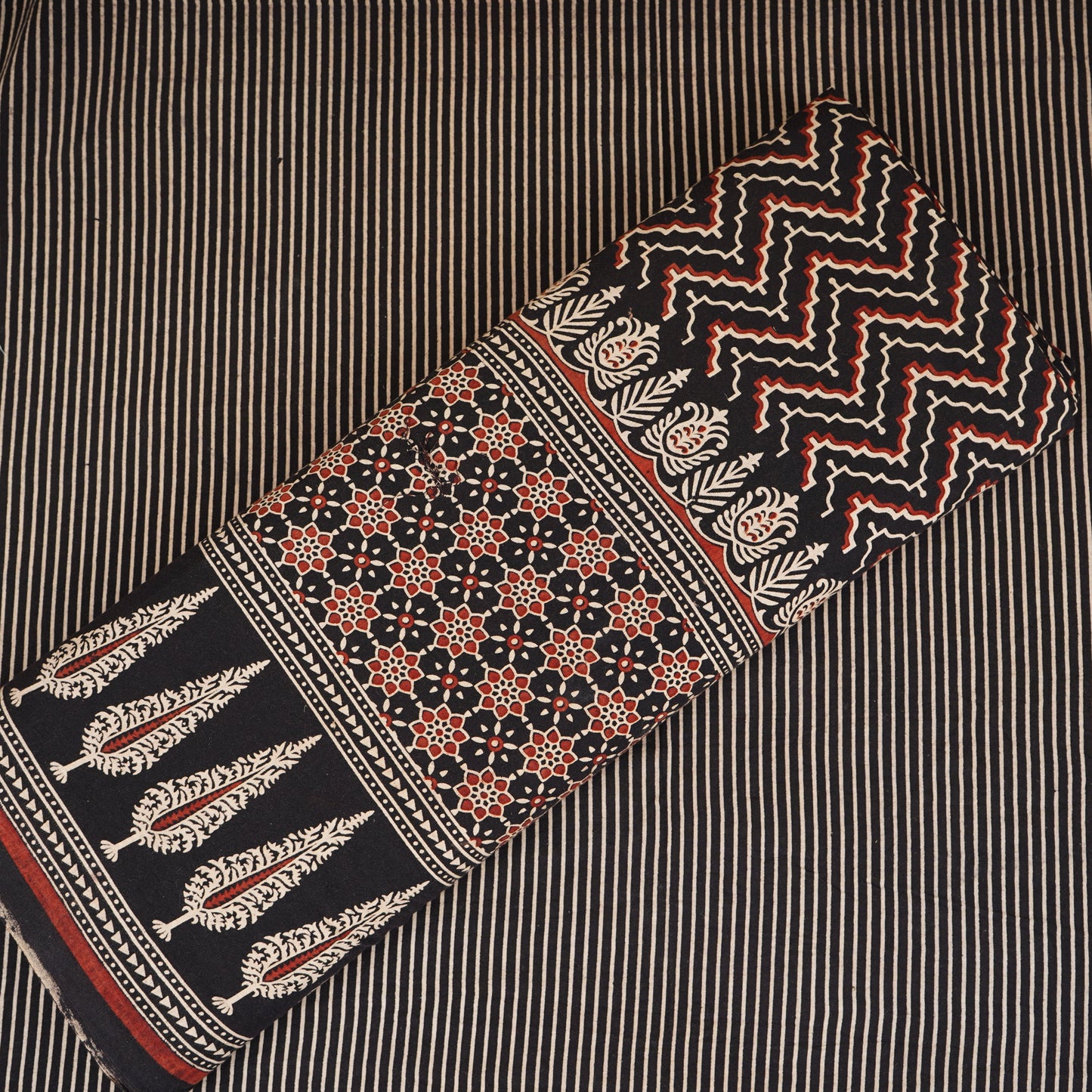 Black Ajrakh Print Cotton Fabric CH-29780