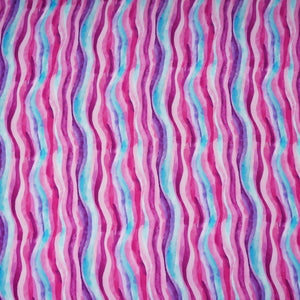 Pink with Multicolor stripes print Crepe Fabric NVC-31825 - TradeUNO