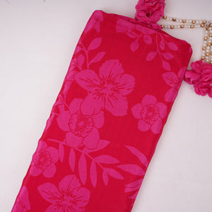 Magenta Pink floral print Crepe Fabric NVC-31819 - TradeUNO