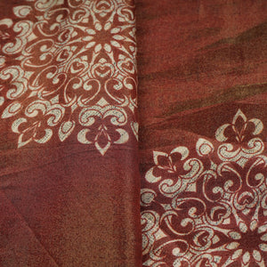 Brown Traditional Print Pure Tissue Fabric 21283