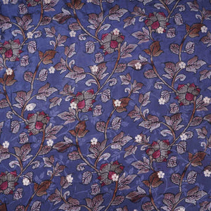 Blue Purple floral zari jacquard Pure Bemberg Crepe Fabric MTF-31806 - TradeUNO