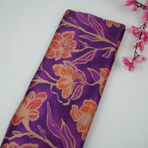 Purple floral print Bemberg Modal Silk Fabric KTP-31413 - TradeUNO