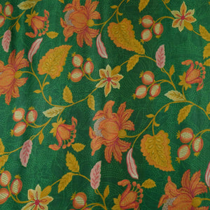 Bottle Green Chintz floral print Bemberg Modal Silk Fabric KTP-31406 - TradeUNO