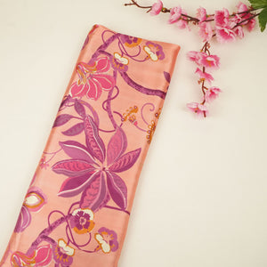 Pink with Dark Pink Tropical stripes Bemberg Modal Silk Fabric KTP-31421 - TradeUNO