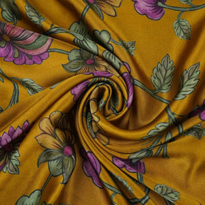 Mustard Kalamkari print Bemberg Modal Silk Fabric KTP-31389 - TradeUNO