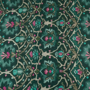 Bottle Green Mughal floral print Bemberg Modal Silk Fabric KTP-31403 - TradeUNO