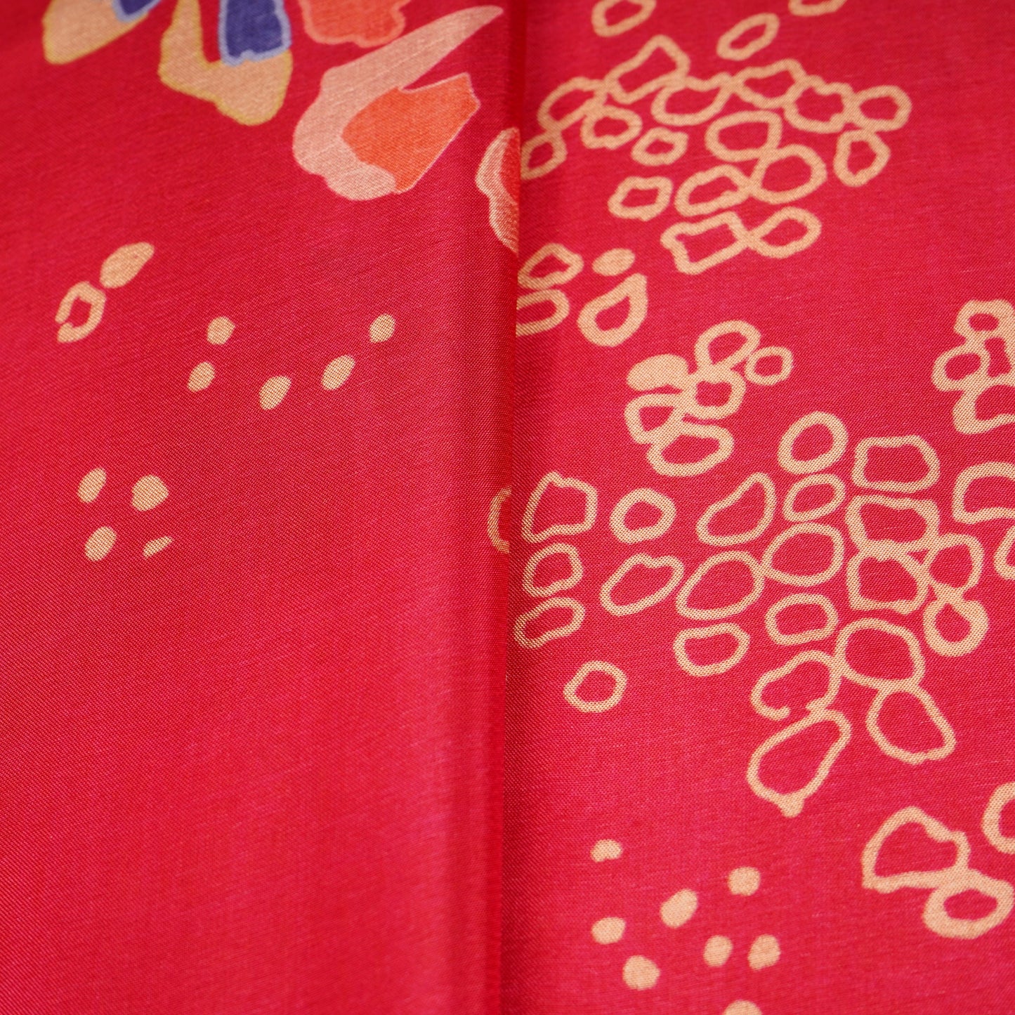 Red Abstarct Print Upada Silk Fabric 21090