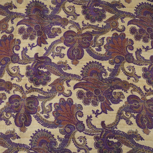 Beige with Purple Paisley print Bemberg Modal Silk Fabric KTP-31388 - TradeUNO