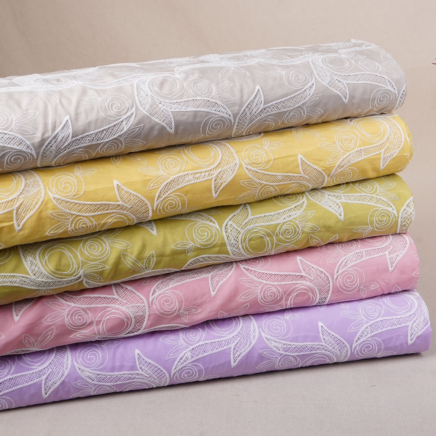 Purple Floral Embroidery Schiffli Crepe Fabric AF-29919