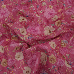 Pink Floral Print Cotton Linen Fabric RT-30904 - TradeUNO