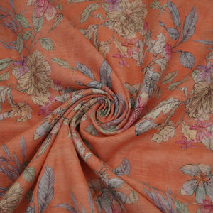 Peach Floral Print Cotton Linen Fabric RT-30901 - TradeUNO