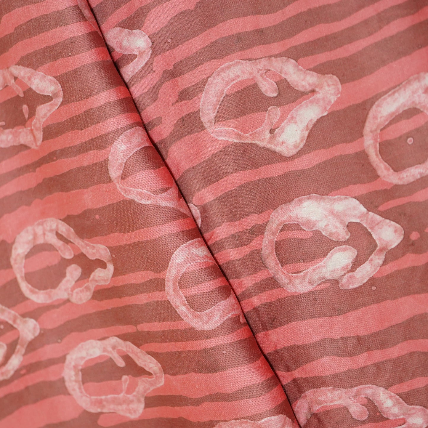 Brick Red Handblock Modal Satin Fabric 23605