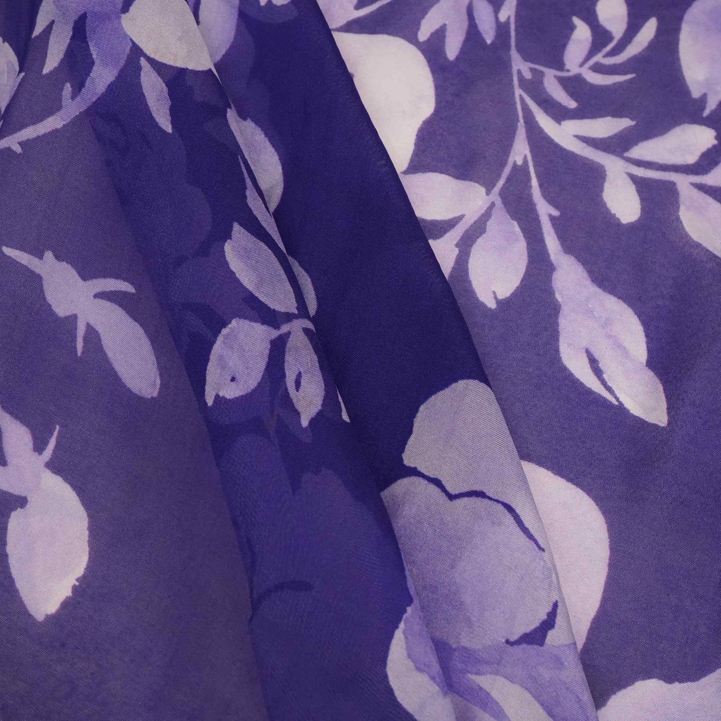 Royal Blue Floral Print Organza Fabric MT-30683