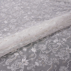 White Dyeable Chikankari Georgette Fabric VFS-31698 - TradeUNO