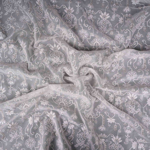 White Dyeable Chikankari Georgette Fabric VFS-31698 - TradeUNO