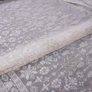 White Dyeable Chikankari embroidery Georgette Fabric VFS-31699 - TradeUNO