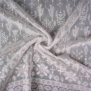 White Dyeable Chikankari embroidery Georgette Fabric VFS-31699 - TradeUNO