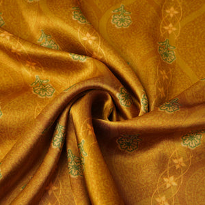 Mustard floral stripes print Bemberg Modal Silk Fabric KTP-31437 - TradeUNO