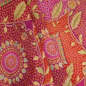 Magenta Pink Bandhani floral Georgette Jaal Fabric MTI-31548 - TradeUNO