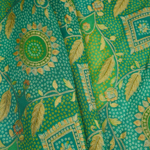 Teal Blue & Parrot Green Bandhani floral Georgette Jaal Fabric MTI-31549 - TradeUNO