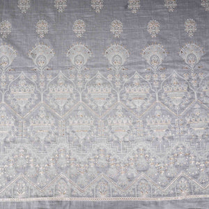 White Dyeable Geometric sequins embroidery Mul Chanderi Fabric SNTF-31867 - TradeUNO