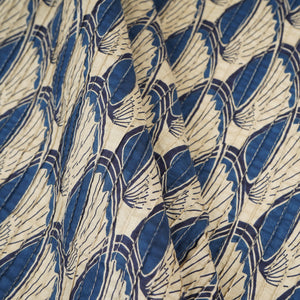 White with Blue Batik Print Pintuck Cotton Fabric MFR-29827 - TradeUNO
