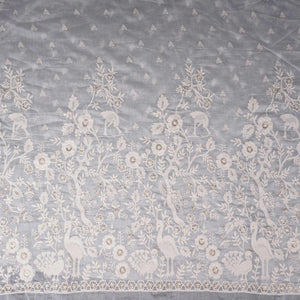 White Dyeable jaal embroidery Mul Chanderi Fabric SNTF-31866 - TradeUNO