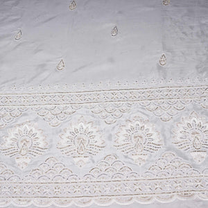 White Dyeable Pearl Cutdana embroidery Crepe Fabric VFS-31685 - TradeUNO
