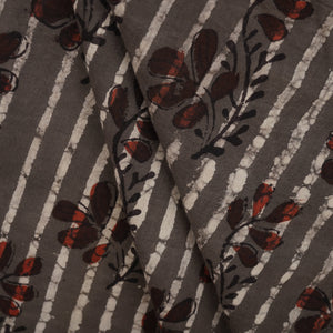 Dark Grey & Black Floral Print Cotton Fabric MFR-29871 - TradeUNO