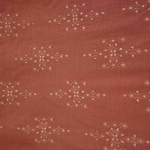 Dusty Rose Geometrical embroidery Raw Silk Fabric VFS-31530 - TradeUNO