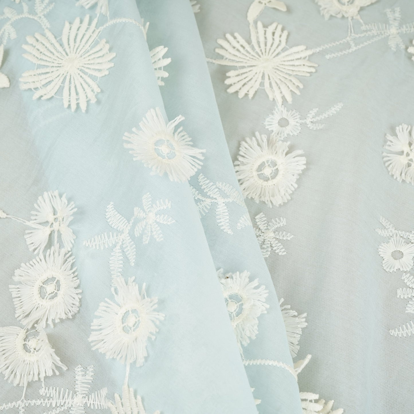 Lilac Floral 3D Embroidery Tencel Silk Fabric AF-30086