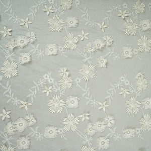 Light Blue Floral 3D Embroidery Tencel Silk Fabric AF-30087 - TradeUNO
