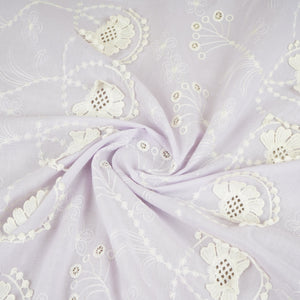 Lilac Floral 3D Schiffli Embroidery Cotton Schiffli Fabric AF-30090 - TradeUNO