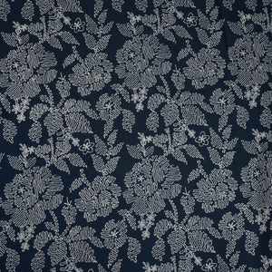 Blue with White Floral Print Muslin Schiffli Fabric MFR-29832 - TradeUNO