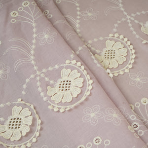 Light Pink Floral 3D Schiffli Embroidery Cotton Schiffli Fabric AF-30093 - TradeUNO