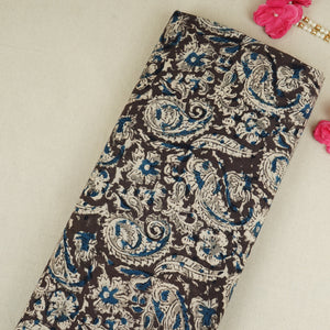 Dark Green Kalamkari Print Cotton Fabric MFR-29843 - TradeUNO