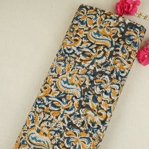 Yellow Kalamkari Print Cotton Fabric MFR-29847 - TradeUNO
