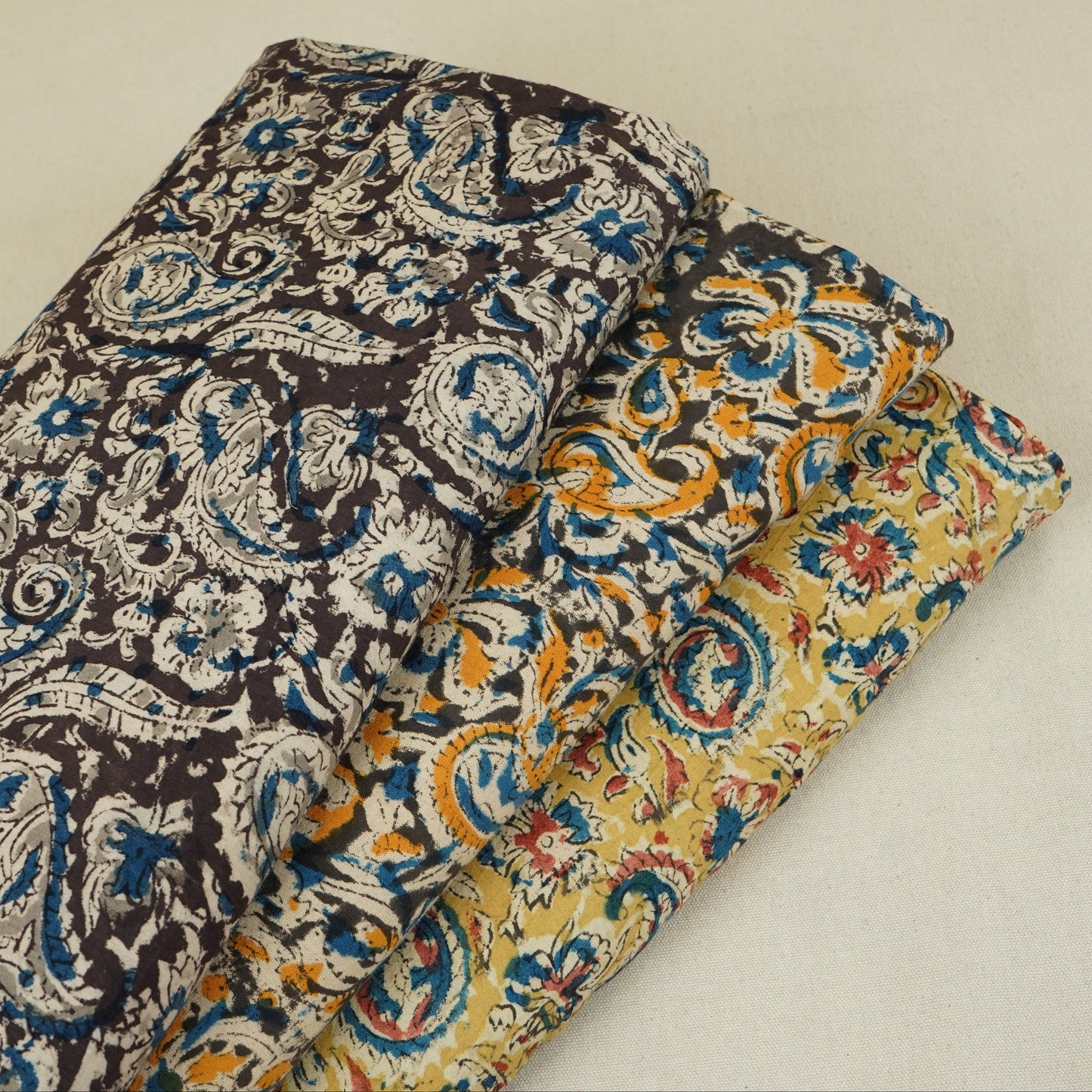 Dark Green Kalamkari Print Cotton Fabric MFR-29843