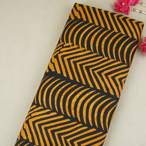 Yellow & Black Abstract Print Cotton Fabric MFR-29852 - TradeUNO