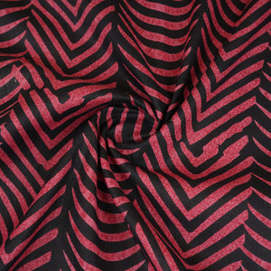 Pink & Black Abstract Print Cotton Fabric MFR-29850 - TradeUNO