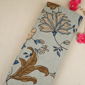Light Grey with Multicolor Floral Print Cotton Fabric MFR-29880 - TradeUNO