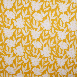 Yellow with White Floral Print Cotton Fabric MFR-29872 - TradeUNO