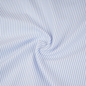 Light Blue & White Stripes Print Poplin Fabric MFM-30138 - TradeUNO