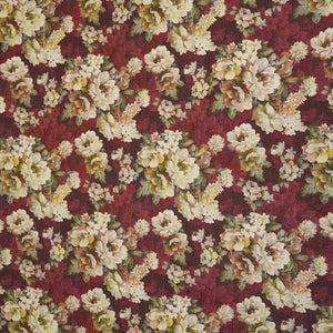 Maroon Shimmer floral print 60s Cotton Fabric PI-31886 - TradeUNO
