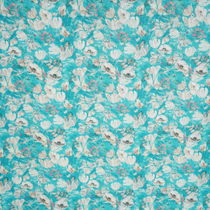 Sky Blue Shimmer floral print 60s Cotton Fabric PI-31884 - TradeUNO