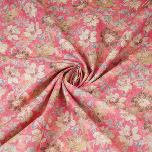 Pink Shimmer floral print 60s Cotton Fabric PI-31883 - TradeUNO