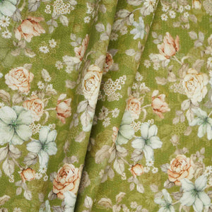 Green Shimmer floral print 60s Cotton Fabric PI-31881 - TradeUNO