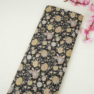 Black Shimmer floral print 60s Cotton Fabric PI-31885 - TradeUNO